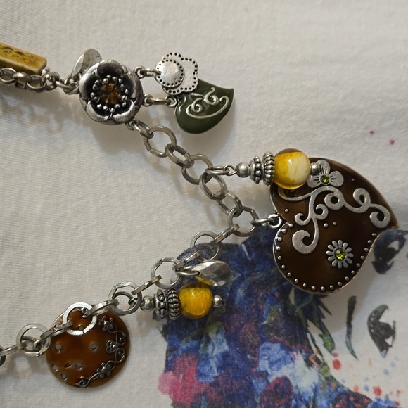 3 for $20☢️Necklace,silver toned,yellow,amber colour,chain,heart,love,fun, - Picture 2 of 7